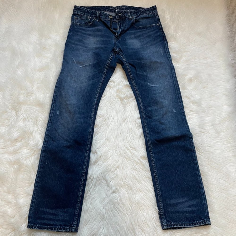 Banana Republic Slim 32W 34L distressed blue denim